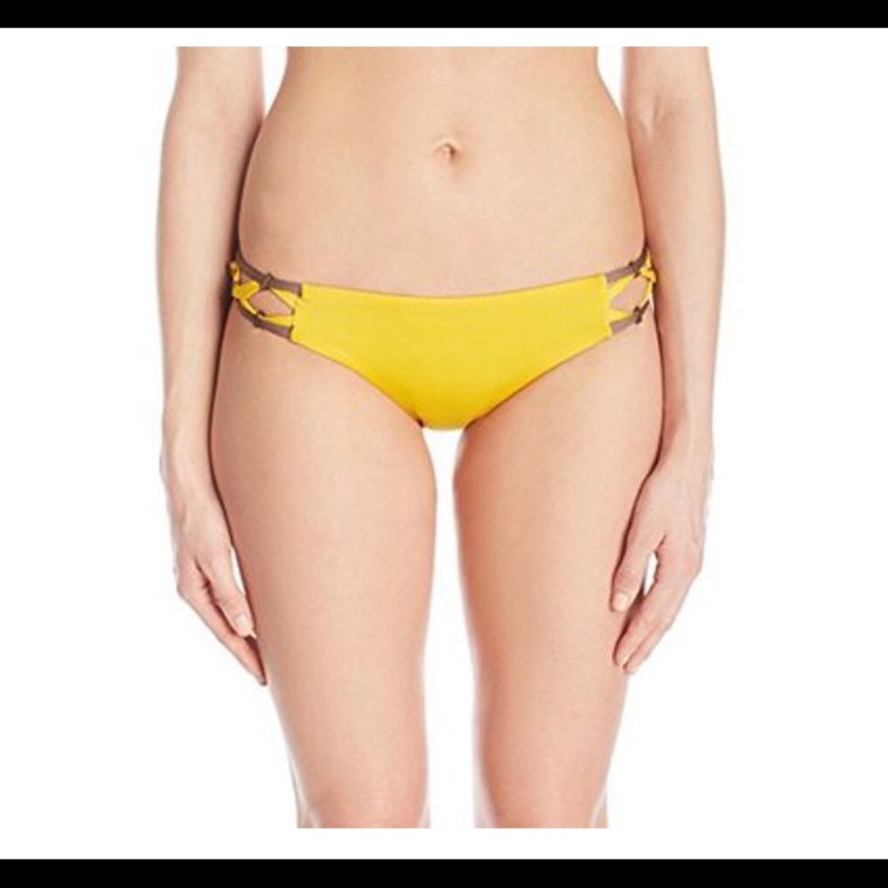 Dolce Vita Solid Bikini Bottom With Beaded Side
